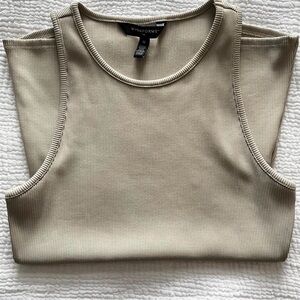White House Black Market Cream Ribbed Tank Top